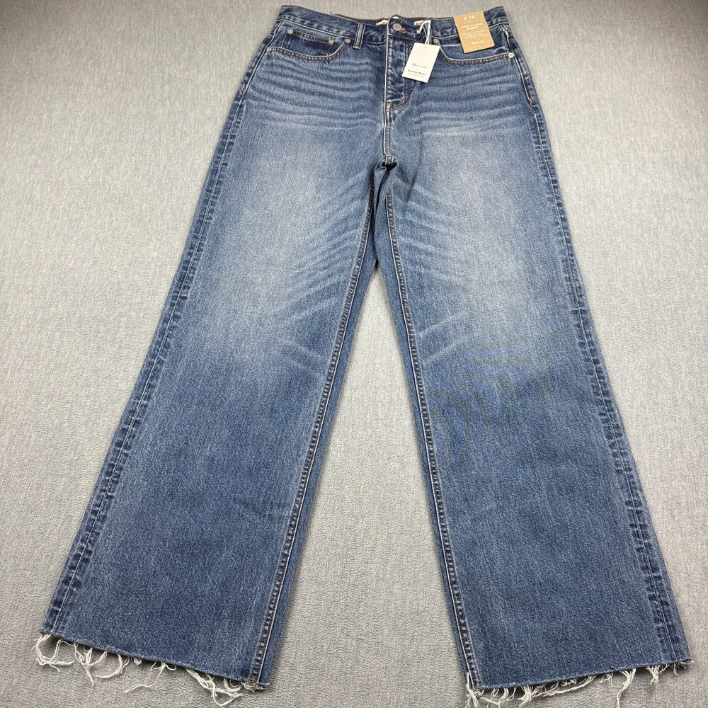 Madewell Jeans Women 30x31 Blue Low-Slung Baggy Wide Leg Raw Hem Denim Pants